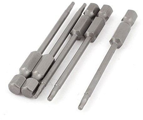 sourcing map 1/4 Caña hex 2mm Hexágono Cabeza potencia Tornillo Conductor Bits 75mm Longitud 5pcs