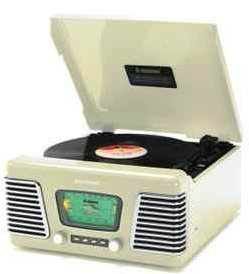 Steepletone Roxy 1 Record Player - Retro Style Turntable, MW/FM Radio & MP3 Playback - Cream Model by Steepletone