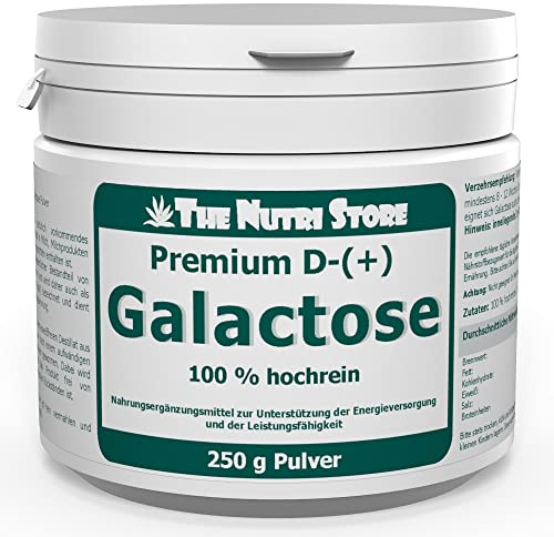 D-Galactose 100% rein Pulver 250 g - 12 g Tagesdosis - reines Galactose Pulver aus Milch ohne Zusätze - The Nutri Store - Made in Germany