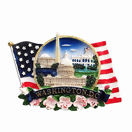 United States Capitol Washington Monument Washington Monument Washington D.C. America USA Fridge Magnet 3D Resin Handmade Craft Tourist Travel City Souvenir Collection Letter Refrigerator Sticker