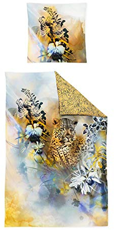 Irisette Mako-Satin Wendebettwäsche Leopard 1 Bettbezug 135 x 200 cm + 1 Kissenbezug 80 x 80 cm