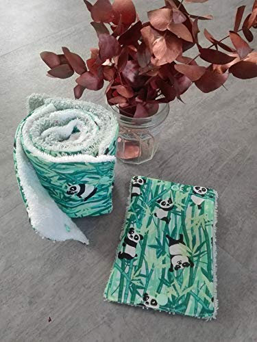 papier toilette lavable, en coton et éponge, zéro déchet, motif panda, idée cadeau, fait main, zéro waste