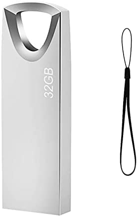 Clé USB 32 GO, Mini Cle USB 32 Giga Métal Clef USB 32GO Imperméable Pen Drive 32GB avec Crochet pour Ordinateur Portable/PC/Voiture etc (Argent)