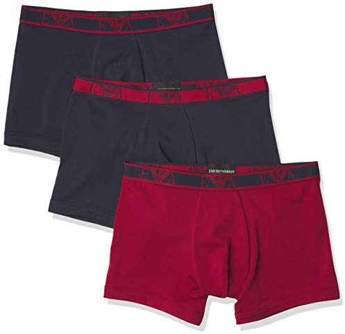 Emporio Armani Herren 3-Pack Boxer Slip, Marineblau/Violett/Marineblau, Small