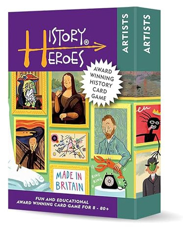 History Heroes Künstler | Kartenspiel auf Englisch | Kunstgeschichte | 2–6 Spieler | Ab 8 Jahren | 40 illustrierte Karten