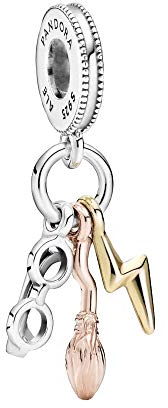 Pandora Breloque Harry Potter Nimbus 2000 & Blitz en argent sterling plaqué or 18 carats et alliage plaqué or rose 14 carats