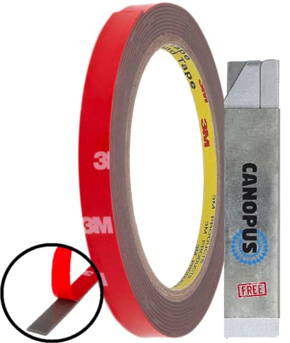 CANOPUS Profi Doppelseitig Klebeband Extra Stark, 4229P Klebeband 3m x 8mm Wasserfest Montageklebeband für Auto, Automobil klebeband, Ideal für LED-Streifen, Wohnkultur, Büro Schul-Apps Dunkelgrau