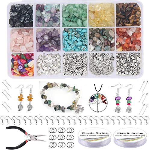 Queta Kit de Fabrication de Bijoux DIY pour Colliers, Bagues et Boucles d'Oreilles