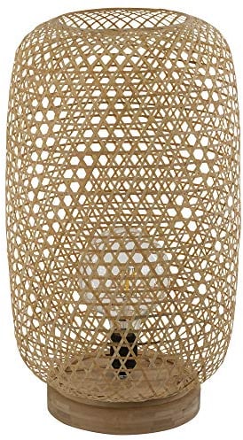 etc-shop Stehleuchte Rattan Stehlampe Bambus Lampe natur, dimmbar Fernbedienung Farbwechsel, 1x 9W 1x 806 lm 3000K, LxBxH 27,5x21,5x29 cm, Wohnzimmer, Flur