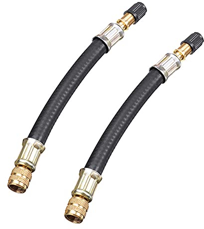 JUHONNZ Ventil Verlängerung,2 PCS Flexible Ventilverlängerungen Schwarzer Reifenventilverlängerung mit Kappen Gummiventiladapter für RV-Auto Rad Anhänger Reifen Transit Adapter