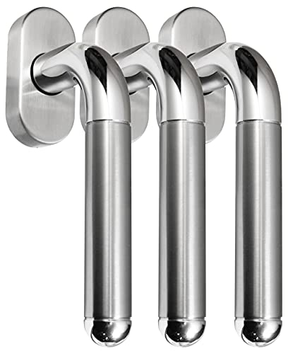 Edelstahl Fenstergriff Sets 3 x FG Star II Bicolor L-Form V2A Fensterbeschlag