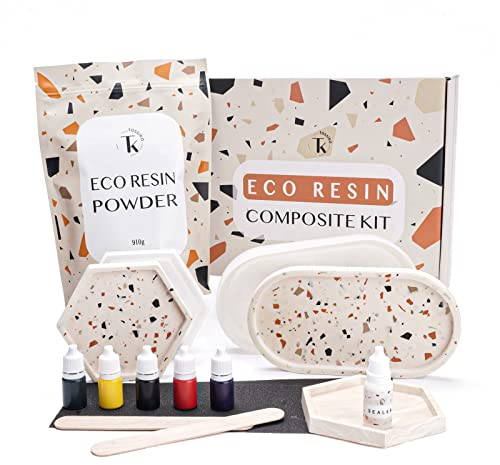 Tassika Eco Resin Kit für Anfänger 0,9 kg, Terrazzo Kit, komplettes Harz Kit