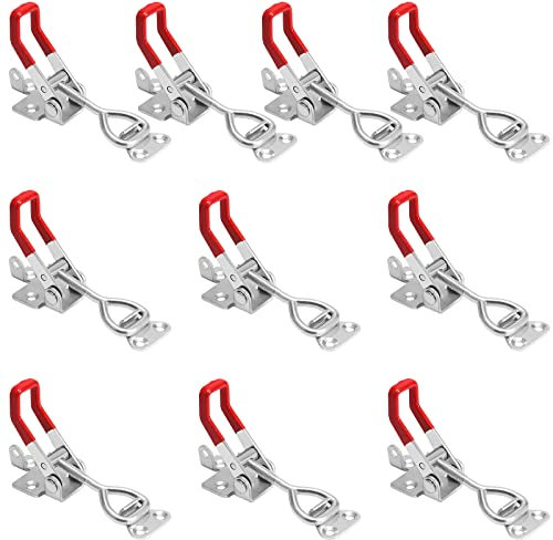 MUKCHAP 10 Pack Adjustable Toggle Clamp, 4002 Style Quick Release Pull Latch Clamp Toggle Latch Clamp with Lock Hole Lockable Latch Hasp Clamp for Door, Box, Case, Lid, Jig, 551lbs Capacity