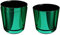 KORAD Conjunto de 3 macetas con Plato de 26 cm de diámetro, Modelo 087 - Verde Brillante; Moderno, Alto Brillo, Estilo clásico, rústico, Loft, para Plantas, Hierbas, Flores y composiciones Vegetales.