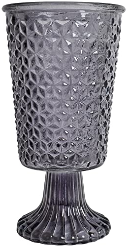 matches21 Glaspokal Pokal Blumenvase Glasvase Glas Dekoglas konisch geometrisches Muster 1 STK Ø 10x18,5 cm grau