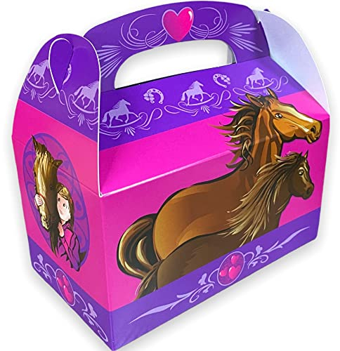 Pferde Party Geschenkboxen aus Pappe für Mitgebsel Give-Aways auf dem Kindergeburtstag Mottoparty 12 Stück von Palandi®