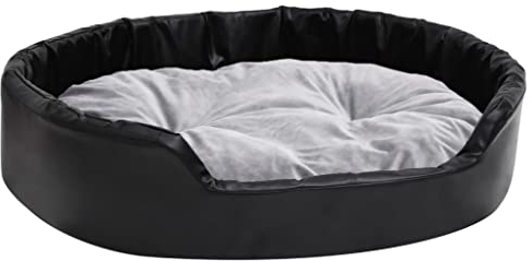 vidaXL Hundebett Schwarz Grau 90x79x20cm Plüsch Kunstleder Hundesofa Hund