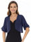 Women Shrug Soft Chiffon Open Front Sheer 3/4 Sleeve Bolero Cardigan for Evening Dress, Navy, Small