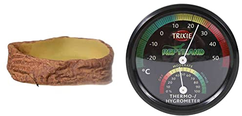Exo Terra Water Dish, Wasserschale, Wassernapf, im Felsdekor, Fuer Terrarien, Gross & Trixie 76113 Thermo-/Hygrometer, analog, ø 7,5 cm