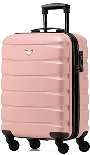 Flight Knight Bagage Cabine Leger a 4 Roues en ABS Approuve par Plus De 30 Compagnies Aeriennes, Dont Air France, easyJet et Ryanair (Priority) - 55x40x20cm (TSA) Rose/Noir