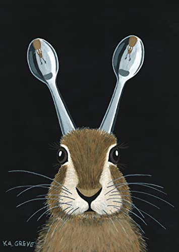 Inkognito Postkarte | Anlass: ''zu Ostern'', Motiv: Hase/Häschen ''Selbstporträt mit Prothesen'' | Künstler: Katharina Greve | Art-Nr.: 18806 | vom Berliner Verlag
