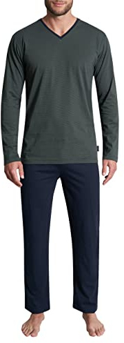 TOM TAILOR Herren Pyjama grün quergestreift