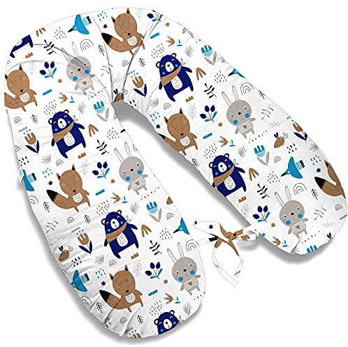 ekm trade 170cm XXL Typ I Stillkissen mit abnehmbarem Bezug Schwangerschaftskissen Lagerungskissen Seitenschläferkissen Handmade 100% Zertifizierte Baumwolle Geräuschlos (Kissen + Bezug, 47)