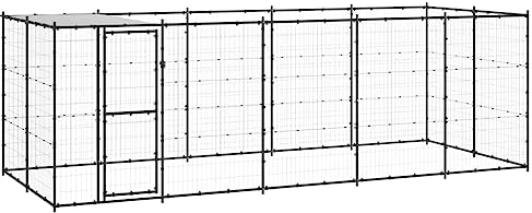 Vielseitige Hundehütte, Outdoor-Hundezwinger mit Überdachung Stahl 12,1 m² Geräumig Genug + Gleichzeitiger Belüftung + robusten und hochwertigen + Verschließbaren Türverschlusssystems