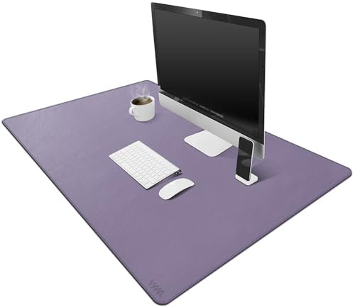 VYAAA Schreibtischunterlage Leder, 100 x 60cm Tischunterlage, Multifunktionales Laptop Mousepad, Schreibtischmatte für Büro und Zuhause (Lila)