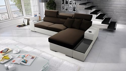Best For Home Pete I Mini Ecksofa mit schlaffunktion und bettkasten - die perfekte Lösung für Ihr Wohnzimmer - Sofa l Form - Couch l Form - eckcouch