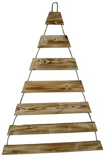 Weihnachtsbaum Adventskalender mit 24 Plätzen in weiß Deko-Holzleiter in Weihnachtsbaum-Form zum Aufhängen Tannenbaum Leiter (Geflammt)