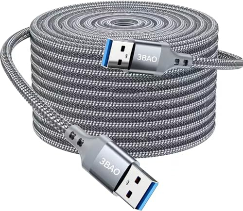 3BAO USB 3.0 Kabel 2m, Nylon USB A Stecker auf A Stecker Nylon Verbindungskabel 5 Gbps Super Speed Compatible with External Hard Drive/Fan Cooler,Blu-ray,Consoles,TV,DVD,Printer,Camera,Laptop