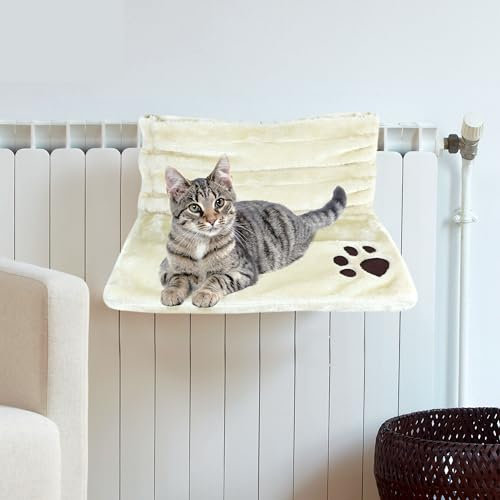SIMPLY 4 PETS Luxury Cat Radiator Bed – Cozy & Warm Over-Radiator Cat Hammock with Plush, Machine-Washable Faux Fur Cover –Strong Metal Frame Bed for Cats, Durable & Easy to Install