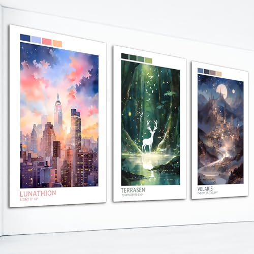 Xmyegeyeee Sarah J Maas Poster-Kunstdruck, Sarah Maas Akotar Wandkunst, Halbmondstadt, Thron von Glas, Leinwandkunst, Fantasie-Bücher, Kunstwerk für Bibliothek, 30,5 x 40,6 cm, ungerahmt