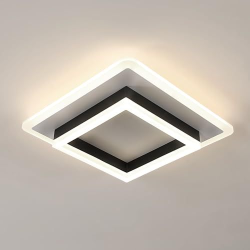 SENQIU LED Deckenleuchte, 30W 3375LM Deckenlampe Modern Quadratisch, LED Lampen Deckenlampen Schwarz aus Acryl für Flur Küche Wohnzimmer Schlafzimmer, 4500K Neutralweiß