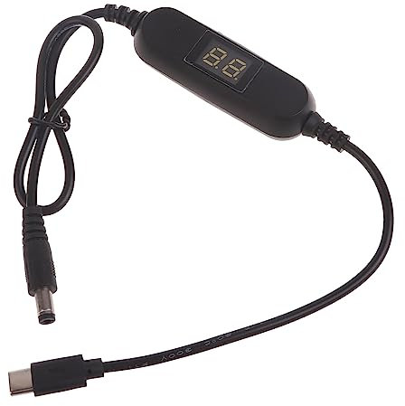 Mllepjdh USB C to 2V 3V 4.5V 6V 8V 12V 5.5x2.1mm Adjustable Voltages Cable with LED Voltmeter for Radio Light Fan Toy Clock Type C to 5.5mm X 2.1mm Cable