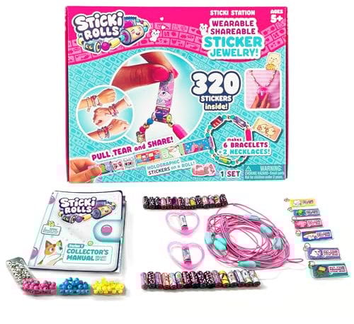 STICKI ROLLS SR300 - Sticki Station mit 320 Stickern & 144 Perlen und Accessoires für DIY Armbänder & Ketten