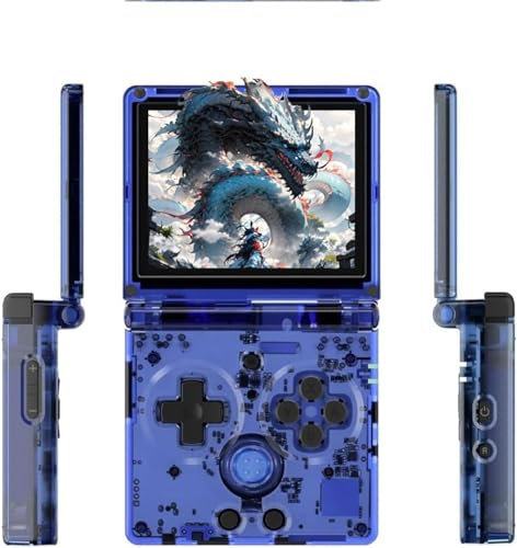 RG35XXSP Handheld Game Console, 3.5 IPS Fold Screen Linux System 3300mAh Battery Retro Video Game Console with 64G TF Card & 5532 Games, Support WiFi Bluetooth and HDMI TV Output