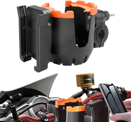 Portabotellas para moto, manillar portavasos para moto, soporte para teléfono portabotellas de agua, soporte para teléfono móvil, portavasos bicicleta 2 en 1, portabebidas de manillar y marco,