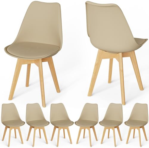 FRUOGO Esszimmerstühle 8er Set mit Massivholzbeine aus Buche,Skandinavisch Design küchenstühle Polsterstuhl Stühle mit bequemem Sitzkissen für Esszimmer Küche Wohnzimmer Schlafzimmer