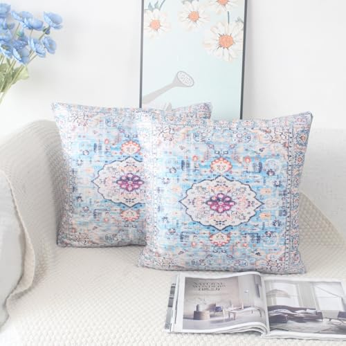 OYIMUA Kissenbezug Boho 40x40 2er Set Kissenbezüge Beige Weich Samtkissen Deko Couchkissen Kissenhülle Quadratisch Sofakissen Vintage Abstrakte Kissen Aesthetic Deko Wohnzimmer Modern Dekokissen