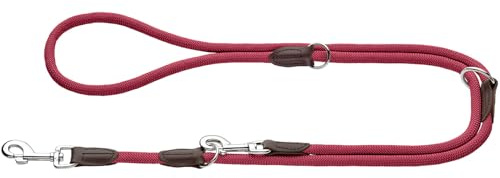 HUNTER Freestyle Adjustable Dog Lead Colour: Bordeaux, Robust and Weatherproof, Adjustable to 3 Positions, Rope with Polyamide Core, Soft in the Hand, Easy to Clean, Size: 10/200
