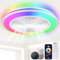 Smart WiFi&Bluetooth RGB Ceiling Fans with Lights and Remote,20low profile ceiling fan with light,Compatible with Alexa,Google Assistant,App Control Color Changing LED,3000K-6000K,6 adjustable speed