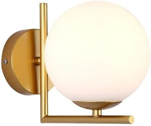 Applique da Parete Moderna con Sfere di Vetro - Design Minimalista in Oro e Bianco per Soggiorni, Camere da letto, Corridoi (Opaco, 1 Sfera)