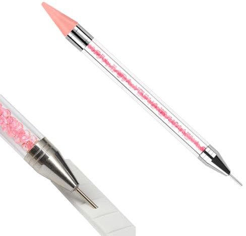 WeddHuis 1 Pezzo Penna Doppia per Strass e Nail Art, Strumento per Decorazione Unghie, Picker per Cristalli, Utensile per Design Fai da Te (Rosa)
