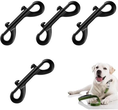 Doppel Karabinerhaken, 4 Stück Robusten Doppelkarabiner Bolzenschnapper Ketten Schnapphaken, Doppelhaken Karabiner Doppel Ended Bolzen Zinkdruckguss Vernickelt, Schwarz