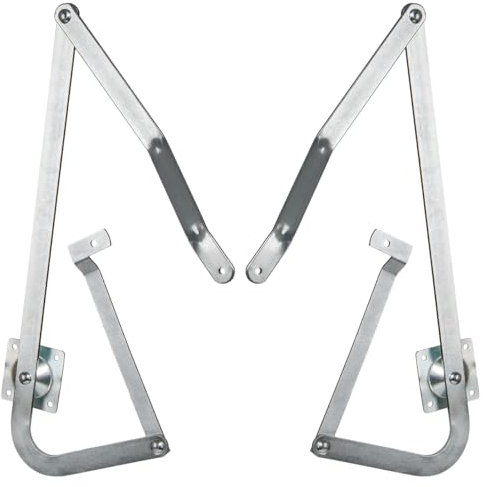Sconva 55-2 Attic Ladder Hinge Arms Replacement Kit - Modern Style, Thick White Zinc, Metallic Finish, Silvery - Compatible with Werner Mk5, WU2210, W2208, W2210 - 1 Pair