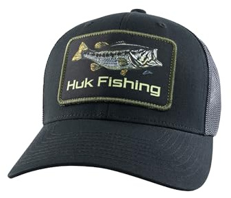 HUK Herren Trucker Hat, Anti-Glare Snapback Fishing Hat for Men Baseballkappe, Kc Patch-Schwarz, One Size