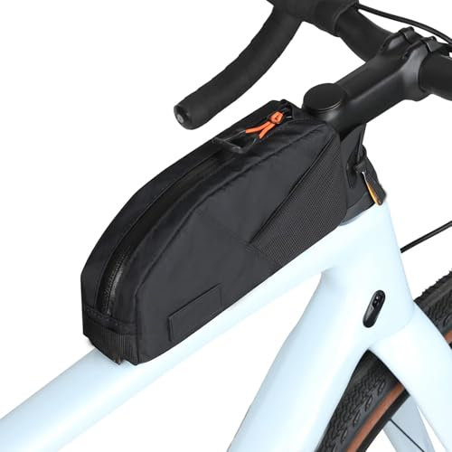 CZMYCBG Fahrrad Oberrohrtasche Wasserdichte Fahrrad Vorder Rahmentasche mit Schraube und Riemen, Fahrradtasche für Outdoor Radfahren, Reisen, Wandern(Black)