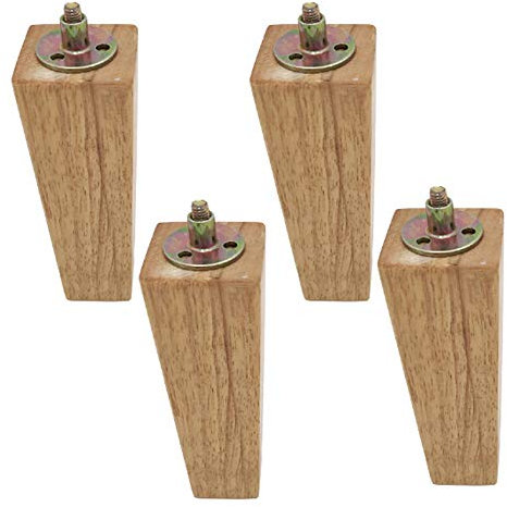 Massivholz-Finish, Möbelbein-Set, Eiche, quadratisch, TV-Schrankbein, konische Pyramiden-Ersatz-Sofa-Füße für Sessel, Kommode, Couch, Couchtisch, Ottomane, Bett, Zweisitzer, mit M8-Schrauben und